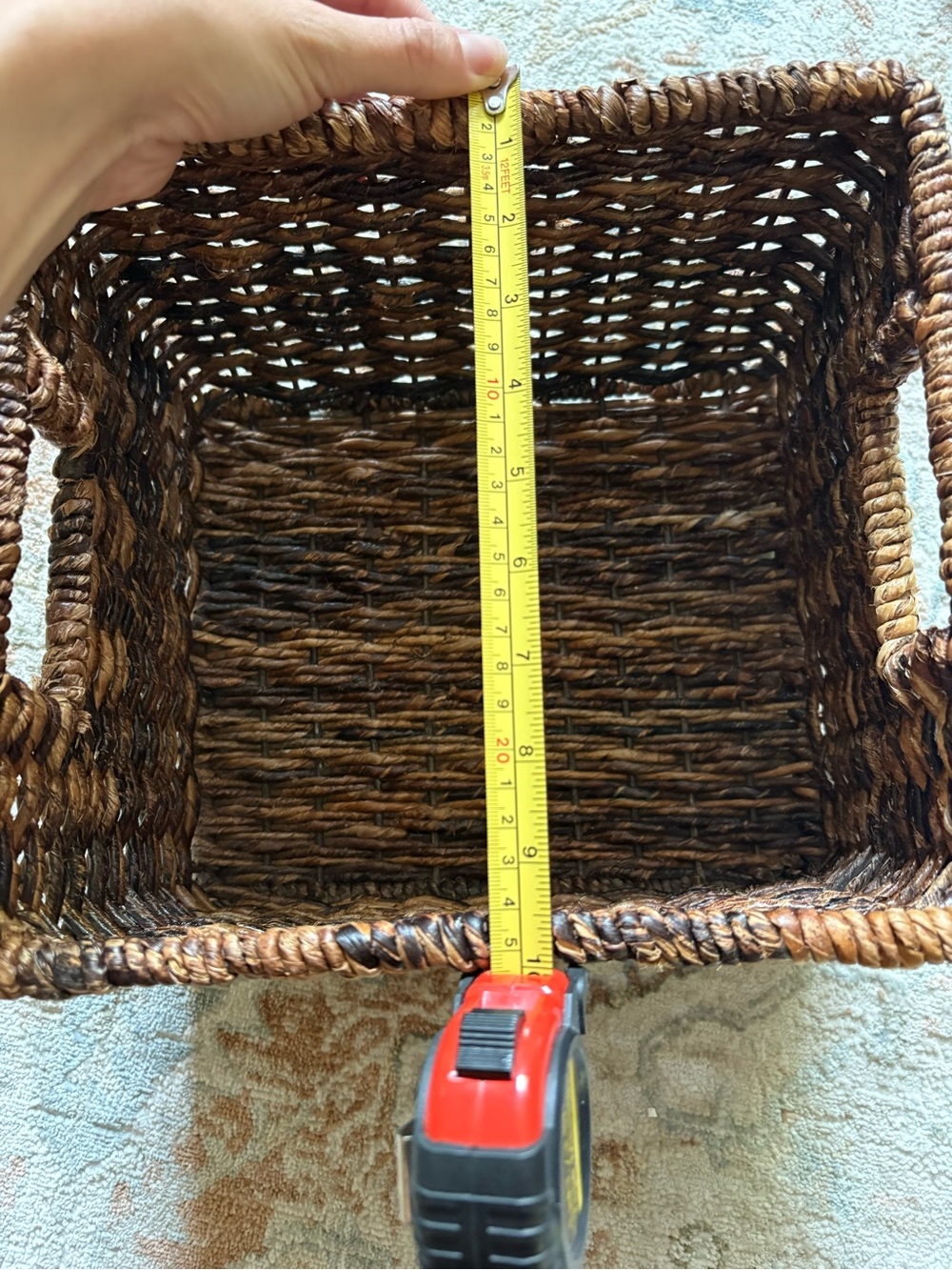 Target Woven Tote Bag in Dark Brown and Tan - Picture 7 of 7